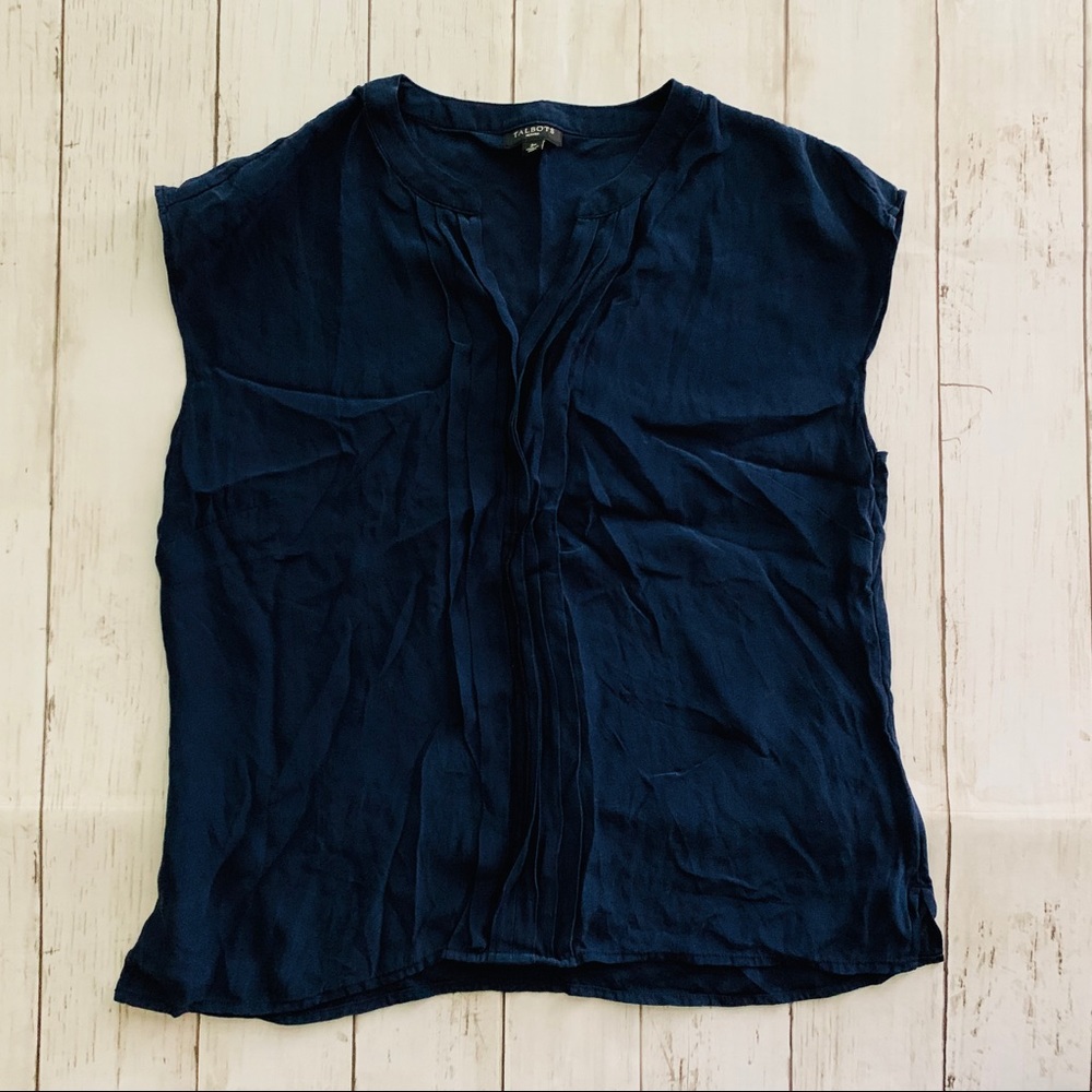 Silk sleeveless business casual office work navy